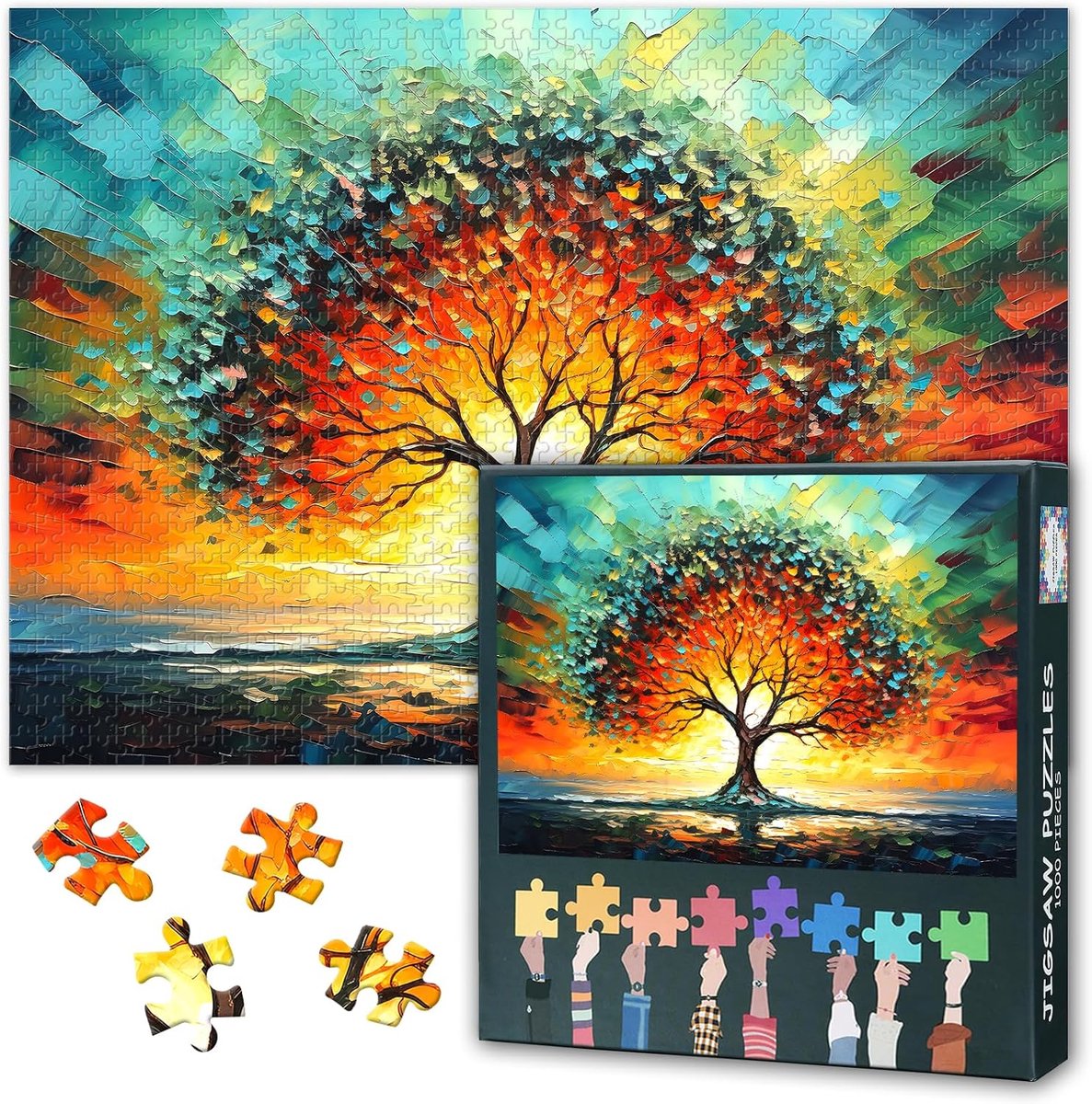 1000 stukjes puzzel - Raadsel spel - Ontspanning thuis - Gedetailleerd glasontwerp - 50x70 cm - Kleurrijk