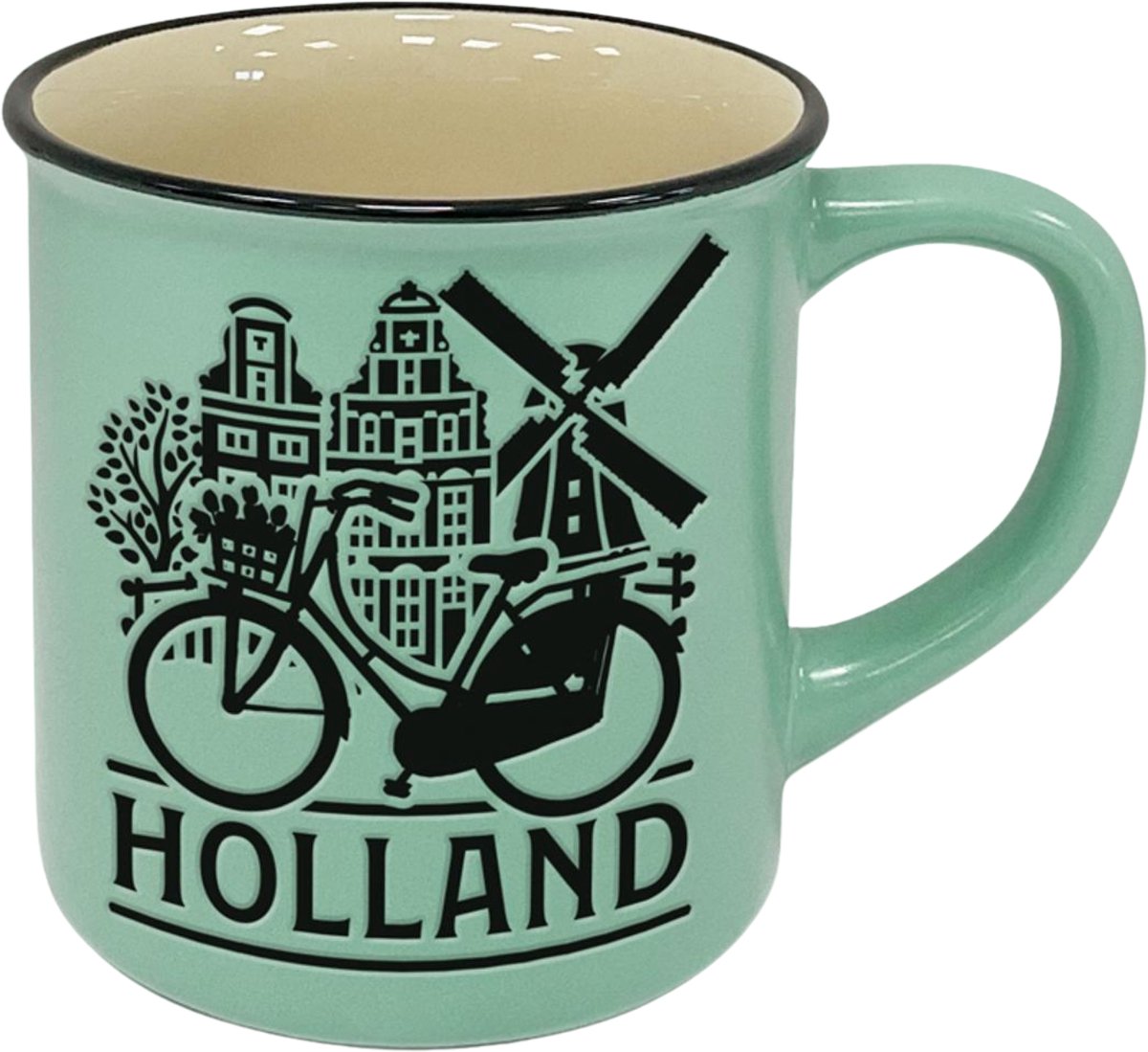 Mok - campmug - Holland Fiets - mint groen - Typisch Hollands - souvenir - Holland cadeau