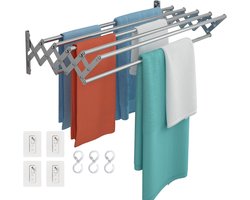 Quvo® Wanddroogrek Inklapbaar - Wanddroogrek - Zilver - ‎80cm x 18cm x 10cm