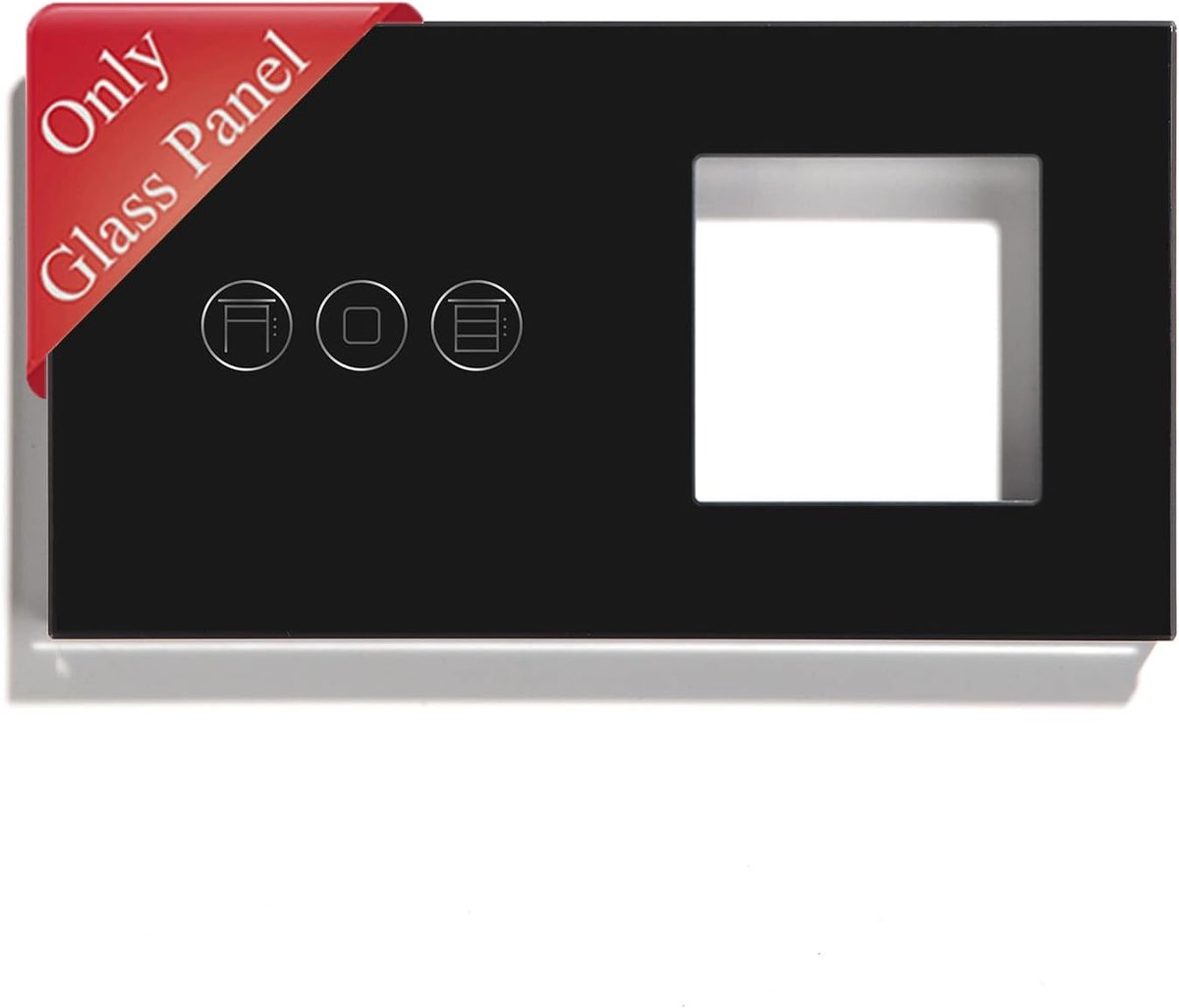 Glaspaneel Frame - Schakelaar Paneel - Rolluik Bediening - Uniek Design - 157mm - Zwart