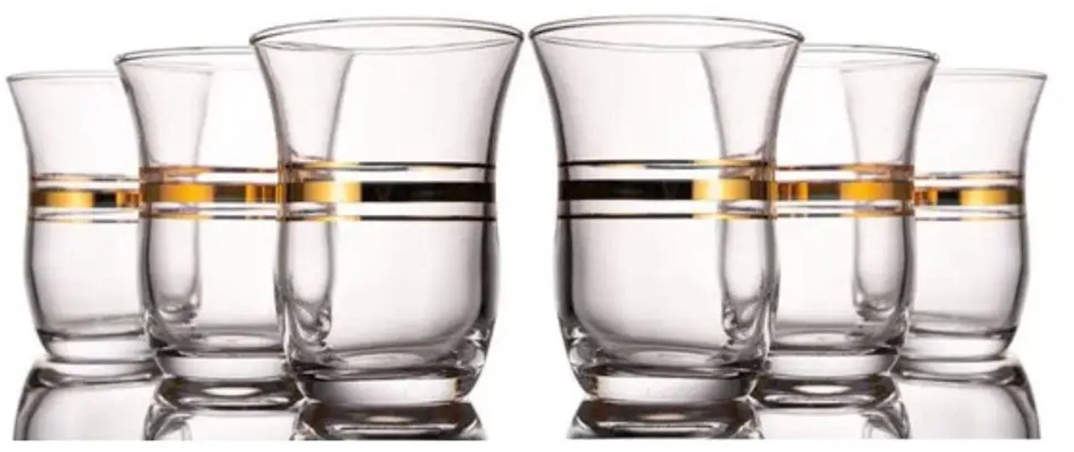 Pasabahce - theeglazen set - Cihangir - 95 ml - goud - 6 stuks - modern design