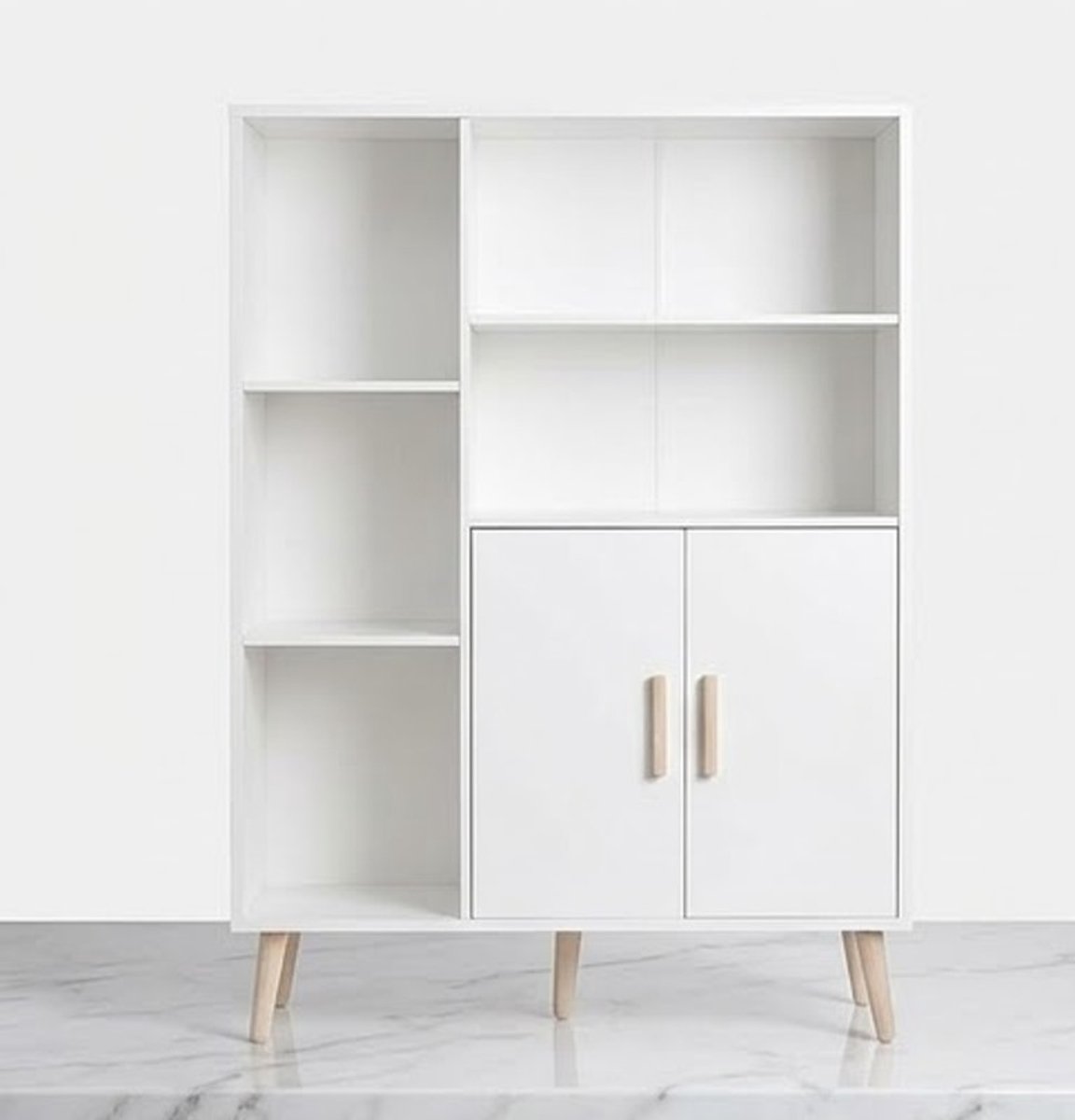 Mondeer Dressoir met 2 deuren en 5 ramen, verstelbare houten plank voor woonkamer, slaapkamer en keuken, 85 x 30 x 120 cm, met Casa Serena – Casa Dorada