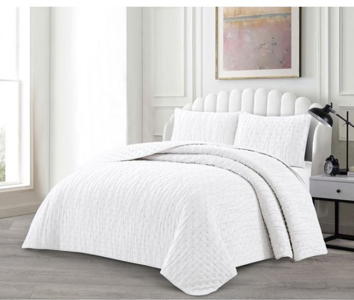 Lavella – bedsprei set – Ipek – 240x250 cm – wit – 3-delig – 2 kussenslopen 60x70