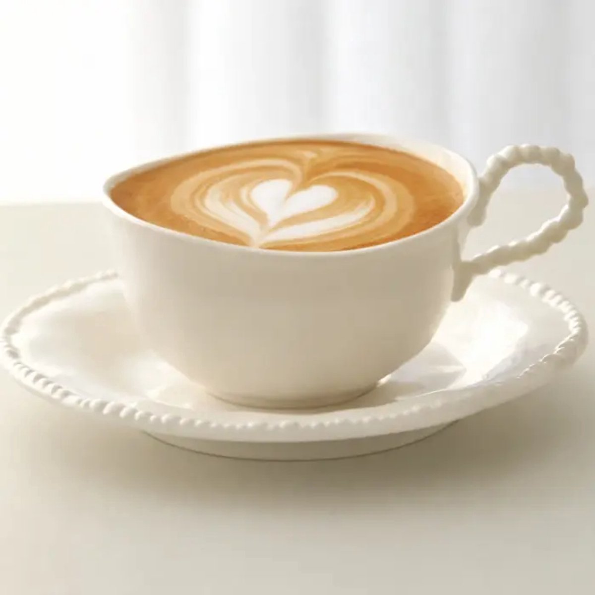 Bavary – espressokopjes set – Pearl – parelrand – wit – 12-delig 6x90 ml onderzetters