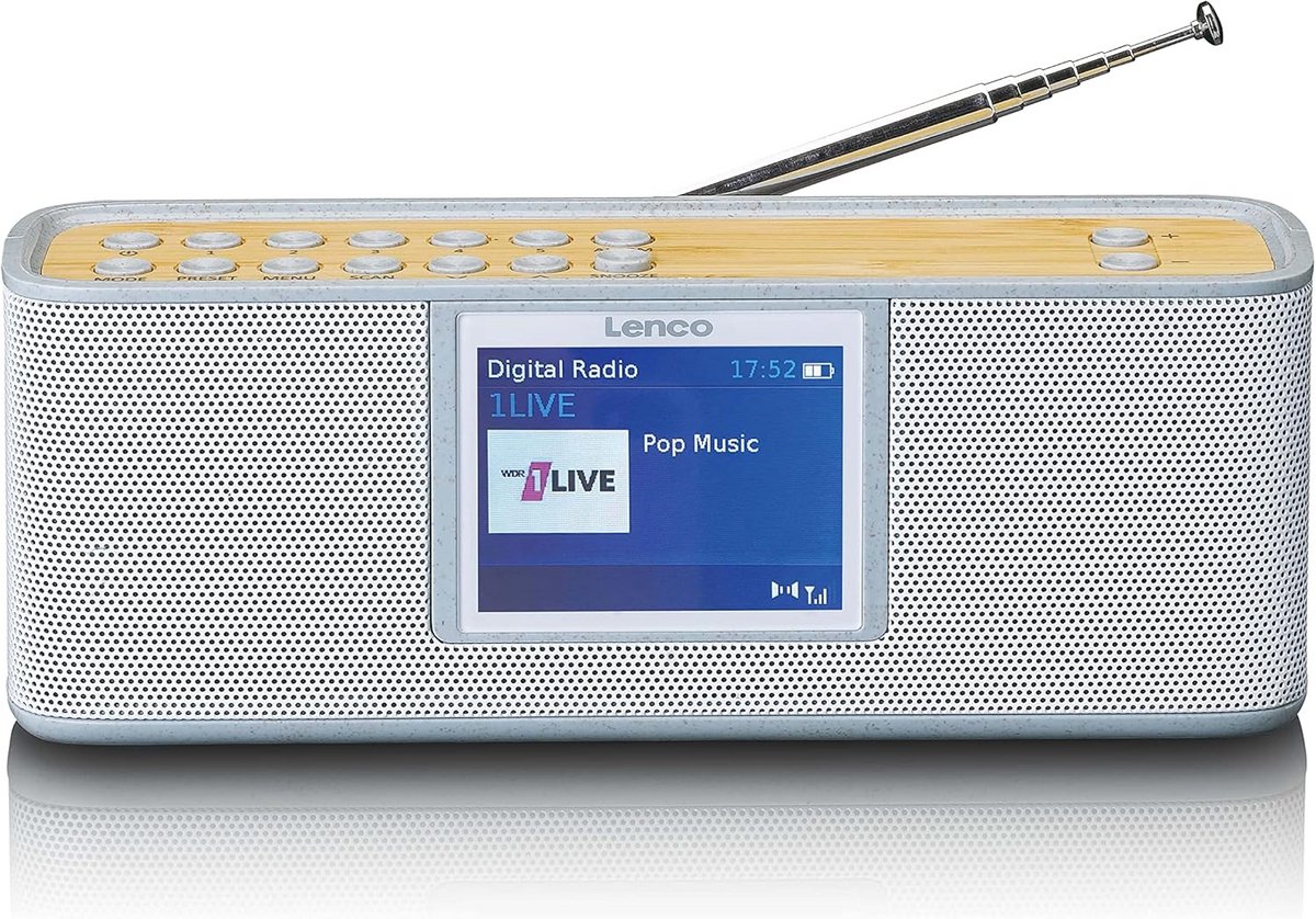Draagbare Radio - DAB+ Ontvanger - Muziek Streamen - Geïntegreerde Batterij - 18 x 5.5 x 6.8 cm - Grijs