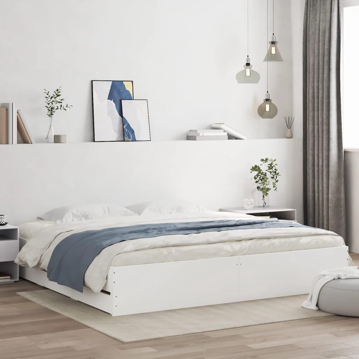 Tweepersoons Bed met Lades 180x200 cm - Houten Bedframe met Opslag