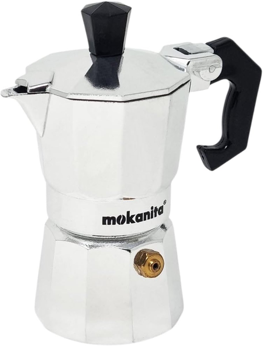 Espressokoker Moka - Koffiezetter Fornuis - Authentieke Espresso - Handvat Bescherming - 1/2 Kop - Grijs