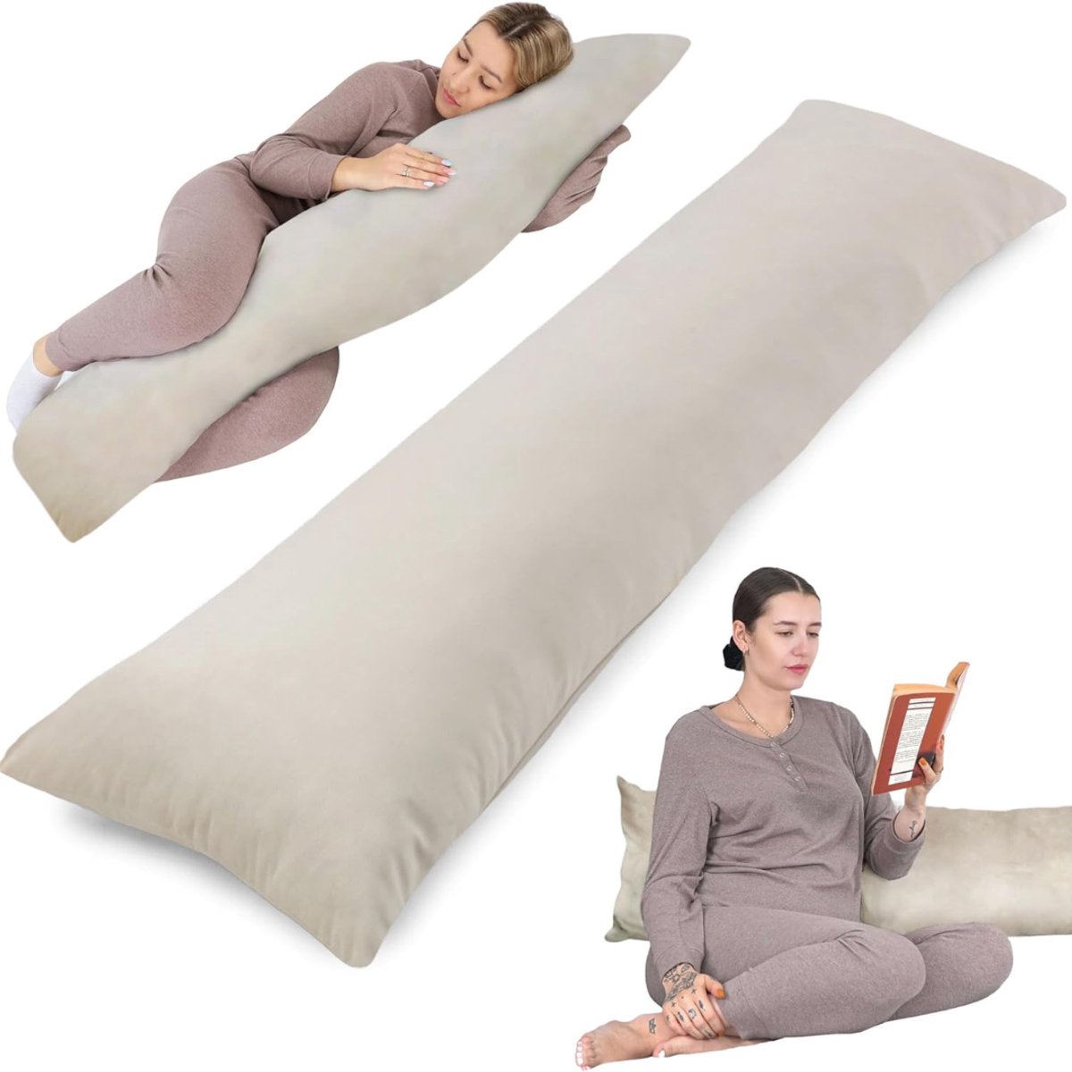 White-Label® Langwerpig Kussen - Zijslaapkussen Volwassenen - Lichaamskussen
