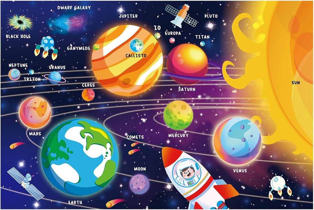 Puzzel 100 Stukjes Ruimtevaart Thema - Zonnestelsel Puzzel voor Kinderen 3 t/m 8 Jaar