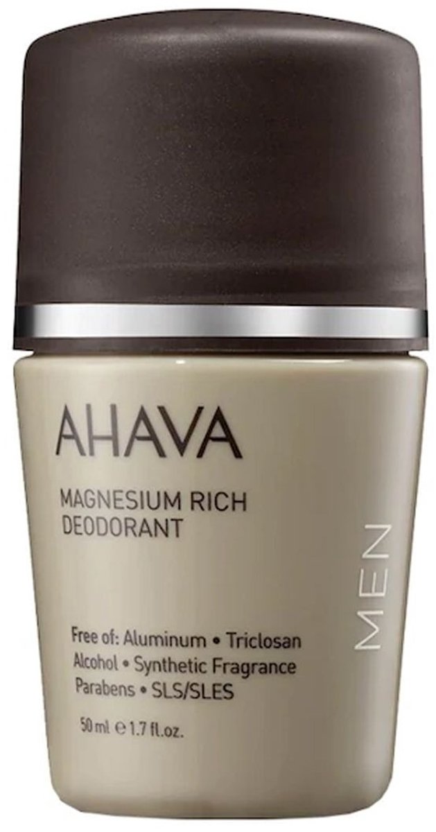 AHAVA Magnesiumrijke Deodorant Roller voor Mannen - Langdurige Frisheid en Bescherming | Vermindert Zweet en Geurtjes | Verrijkt met Dode Zee-mineralen, Vitamine E, Aloe Vera en Kamille | Geurvrije Deo - 50ml