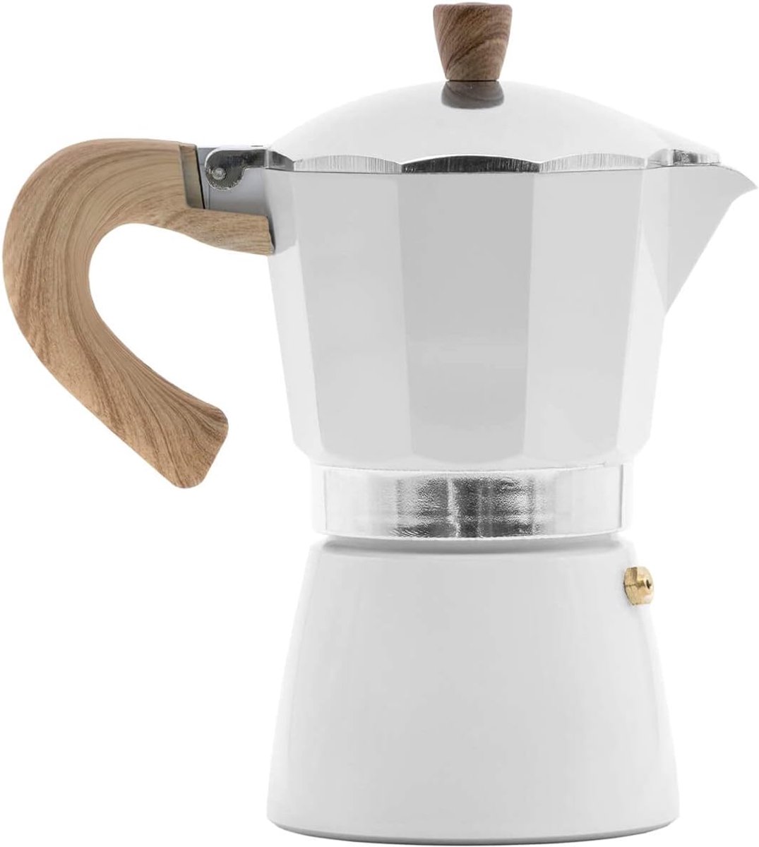 Aluminium Espressopot Wit - Geschikt voor Alle Warmtebronnen, Inclusief Inductie