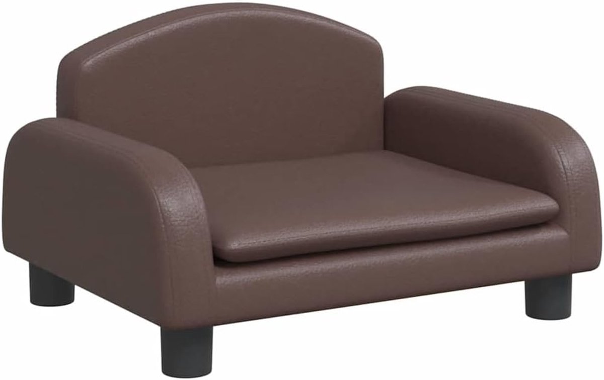Kindersofa Kunstleer Bruin - Comfortabele Zachte Zitbank voor Kinderen