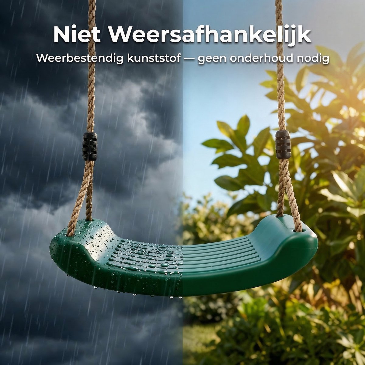 JAXY - Schommelzitje Kunststof - Kinderschommel Buiten - Schommel Tuin - Buitenspeelgoed Jongens en Meisjes - Groen — afbeelding 9