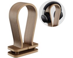 Universele houten hoofdtelefoonstandaard met kabelhouder - Stijlvolle en functionele accessoires voor je bureau