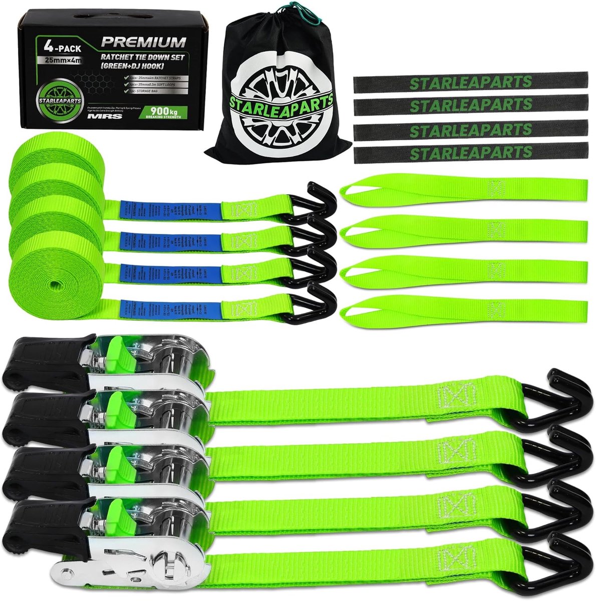 Spanbanden met ratel - Sjorbanden set - 4 stuks