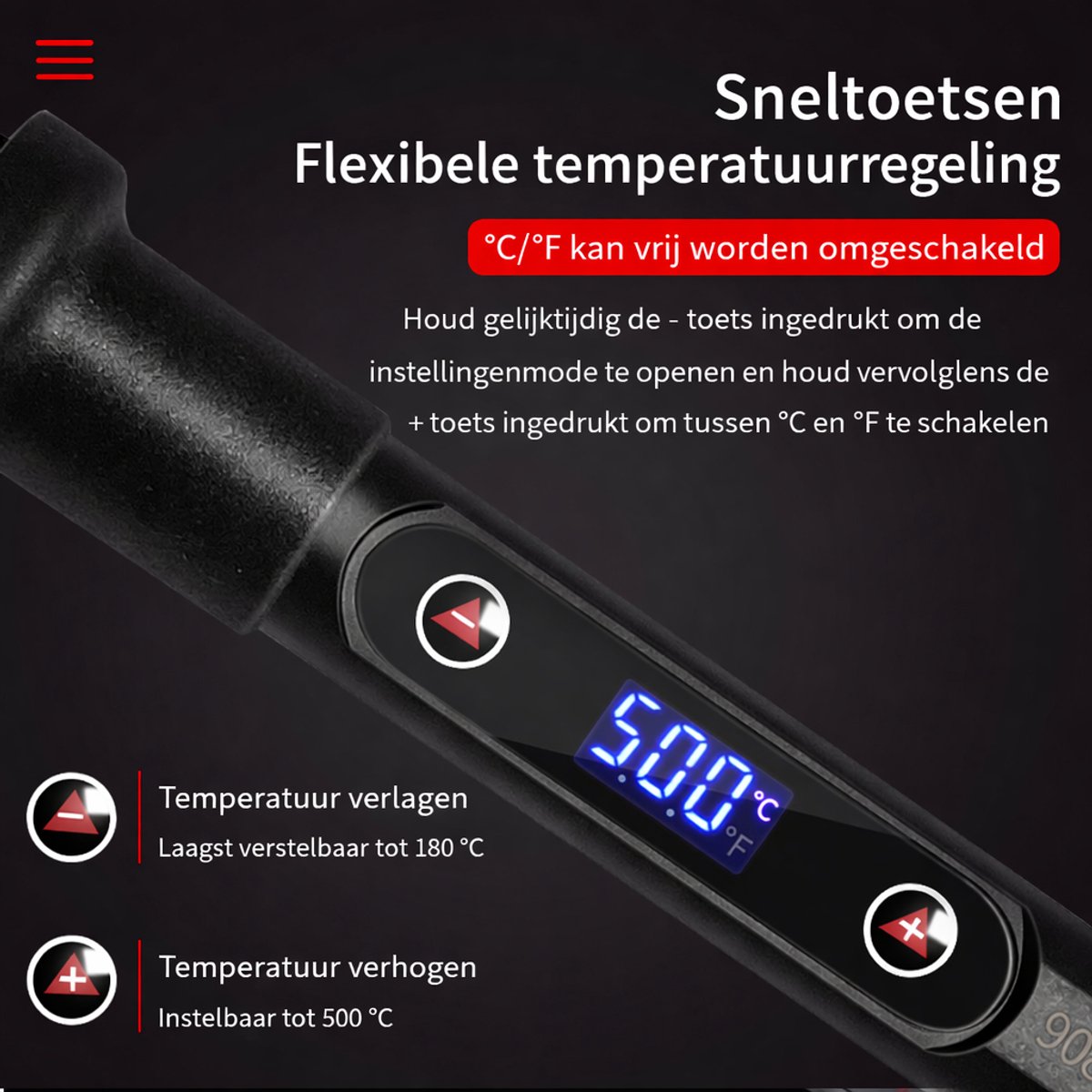 ZELFIX® 80W Elektrische Soldeerset – Soldeerbout - Digitaal Temperatuurregelbaar (180-500°C) – 13-delige Complete Set – foto 7