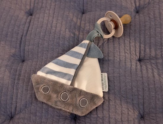 Knuffeldoek en Fopspeenkoord Matrozen Blauw Wit - Zacht Knuffelbeestje voor Baby — afbeelding 4