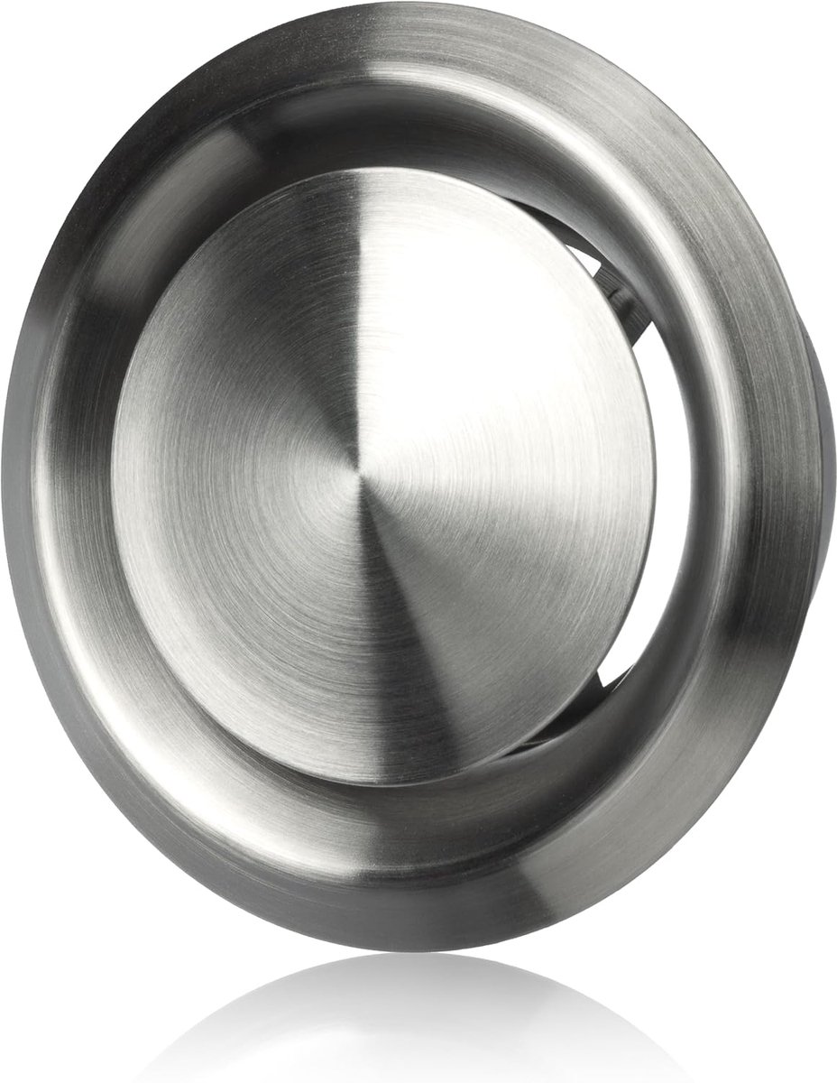 Metalen Plaatventiel - Ventilatierooster Afvoer - Luchtcirculatie Verbeteren - Verstelbare Luchtdiffuser - Ø 100mm - Roestvrijstaal