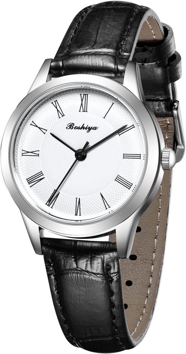 Dames Polshorloge - Analoge Klok - Dagelijks Gebruik - Nauwkeurig Japans Uurwerk - Zilveren Kast - Zwarte Band