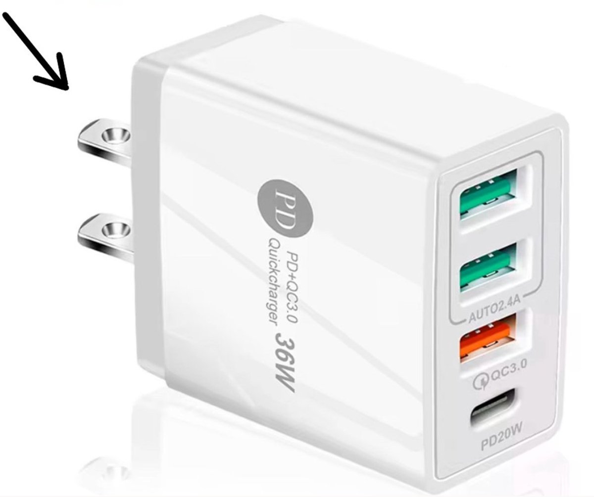 Reisstekker Multipoort VS/USA - 4 poorten adapter 3x USB & 1x PD20W USB-C - Wereldstekker 36W - 1 Stuks - Amerika adapter - Wit