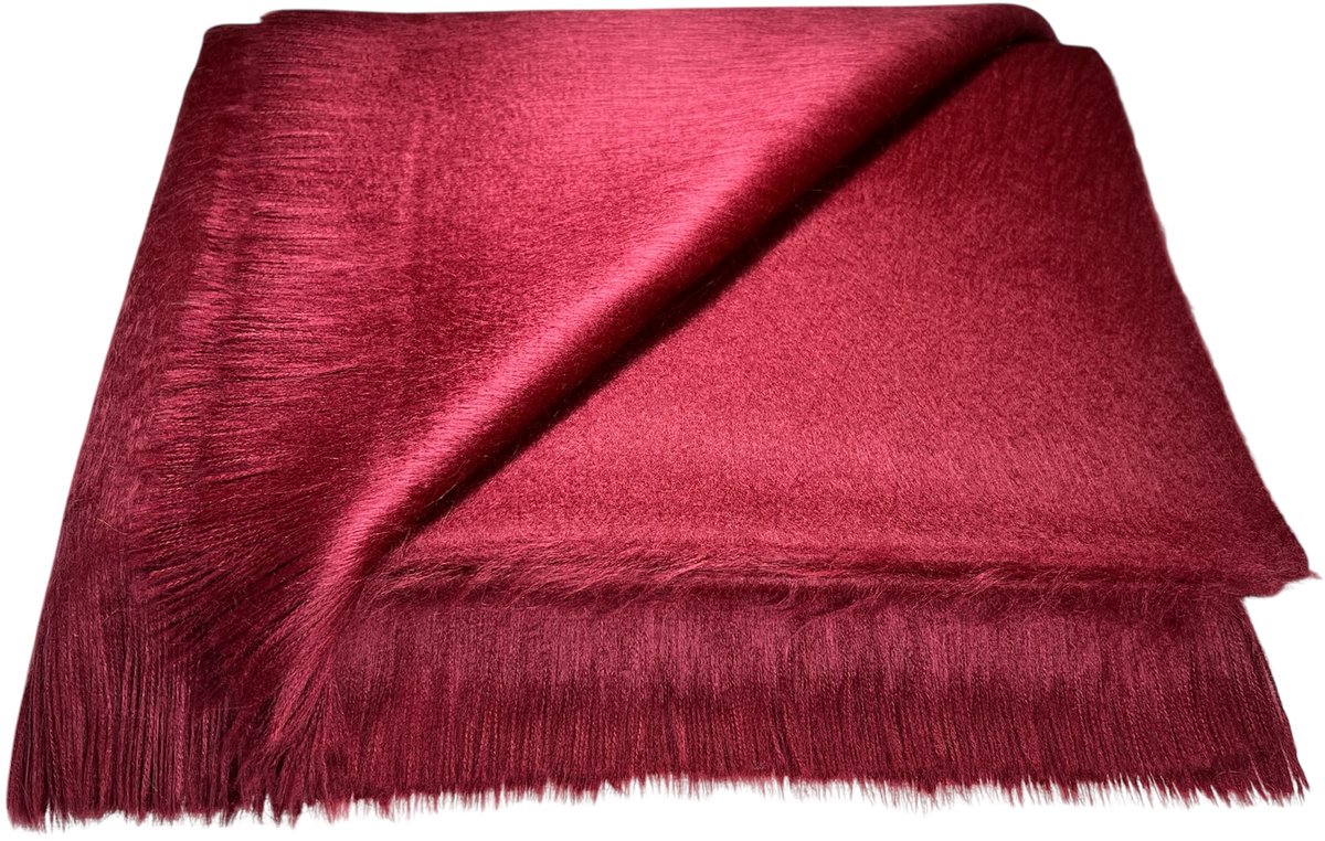 Alpaca D'Luxe Sjaal - Hypoallergeen - Wijn rood - Zacht en van Kwaliteit - Luxe Alpaca Wollen Sjaal - Sjaals Dames - Sjaals Heren - Luxe cadeau - Stijlvol - Cadeau tip - Warm - Accessoires - Damesmode - Herenmode - Shawls - Elegant - Scarf - Duurzaam