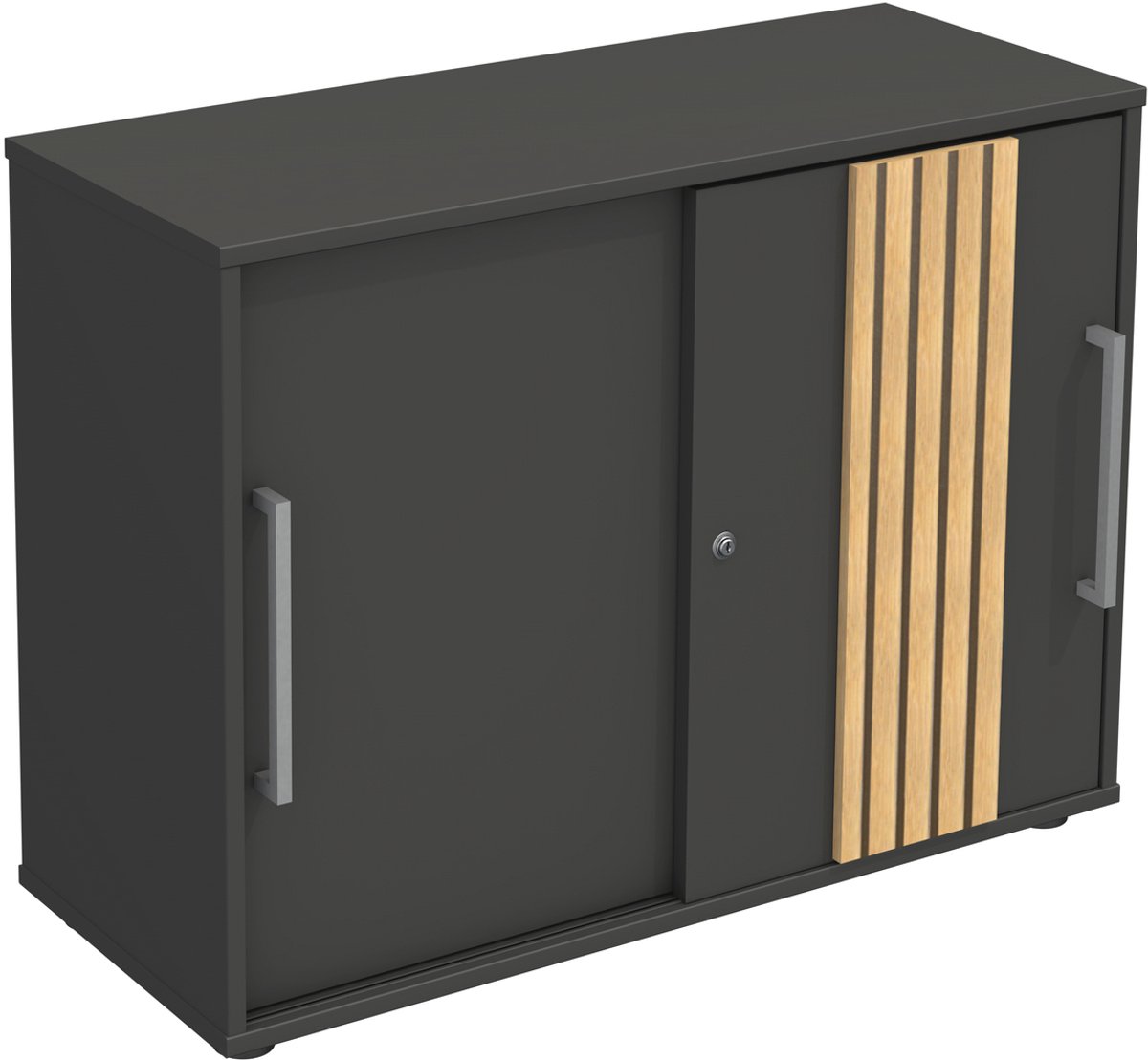 Luxe Sideboard Oxford Antraciet - Akoestische Lattenwand Eiken - 100cm