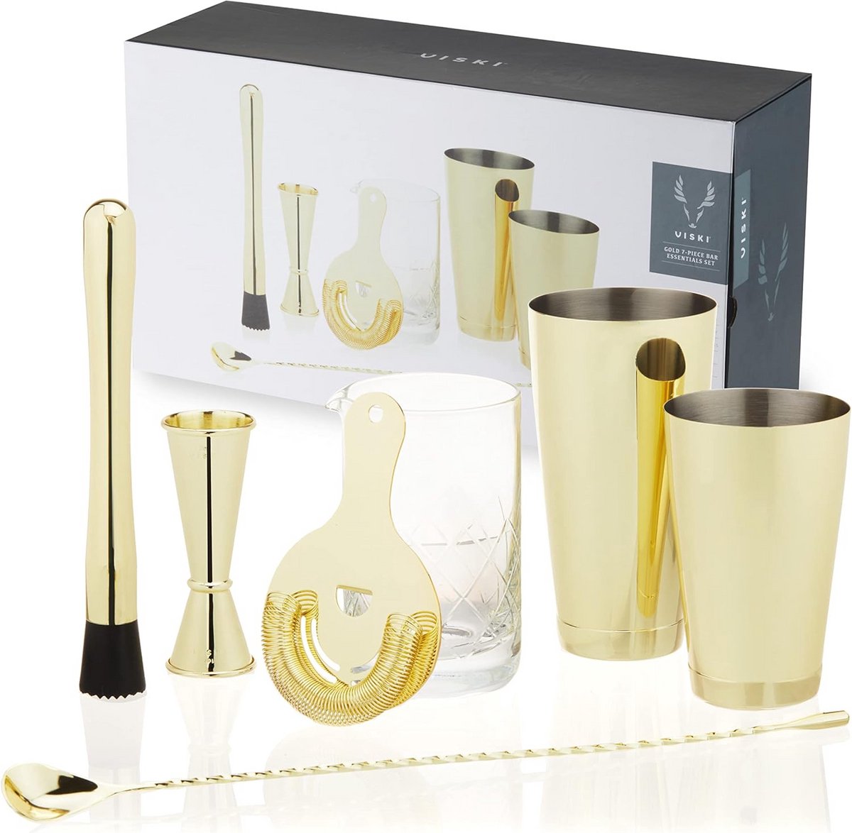 Gouden Cocktail Shaker Set met Bar Accessoires 7-delig