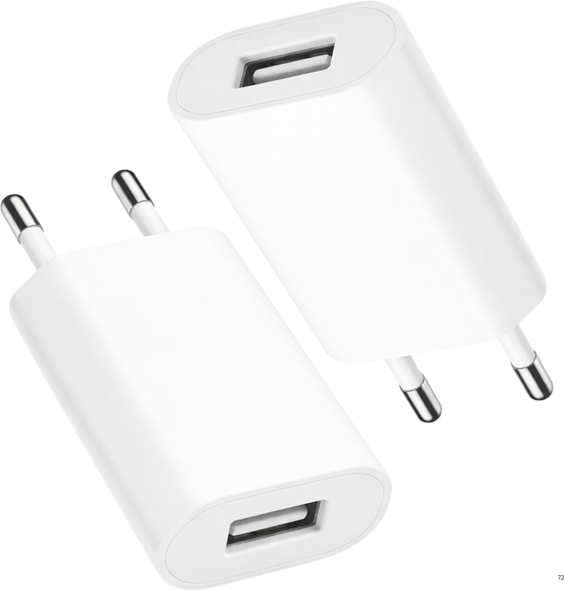 Gmedia - 2 stuks - Universal USB adapter - USB-A adapter - USB stekker - USB lader - Blokje - Universeel - Wit