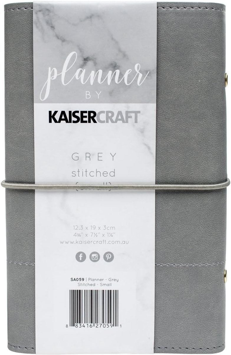 Planner Grijs 5x7 Inch met Gestikte Accentdetails