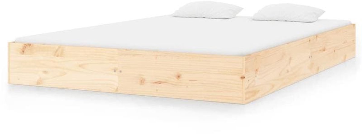 Bedframe – Tweepersoonsbed – Bed – Massief Houten Bed – Houten Lattenbodem – Modern Design – 160x200 cm – Duurzaam Hardhout