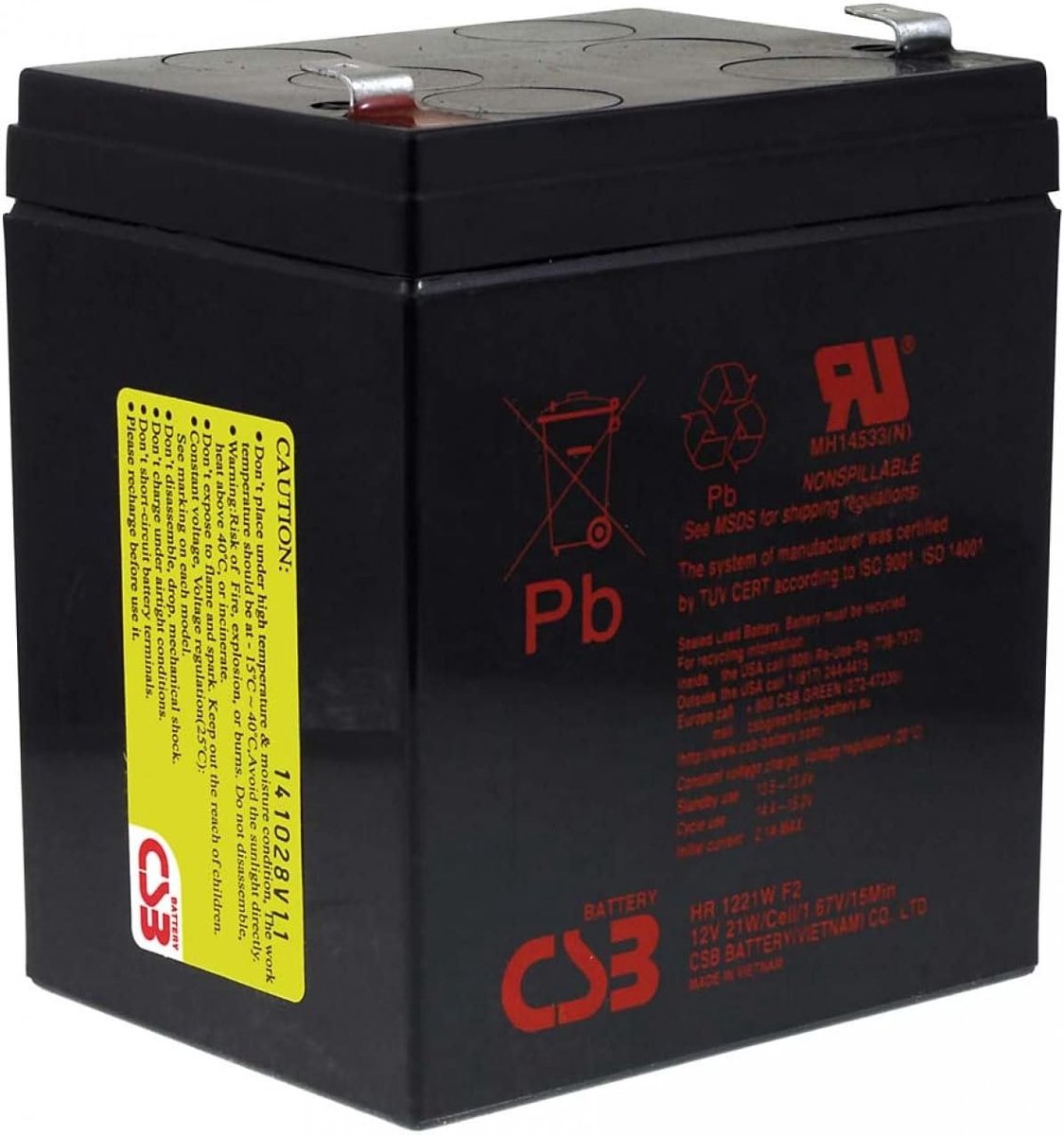 Loodaccu - Oplaadbare Batterij - Noodstroom Toepassingen - Onderhoudsvrij Ventielgeregeld - 12V 5.1Ah - Zwart