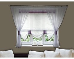 Kant-en-klaar Vouwgordijn met Lussen, Semi-transparant Voile, 180-220 cm Breed