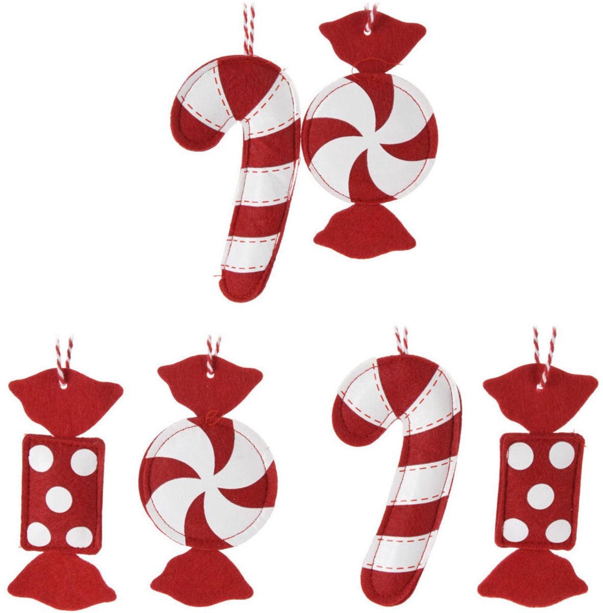 Kersthangers vilt snoep decoratie set van 12 multicolor kerstboom.