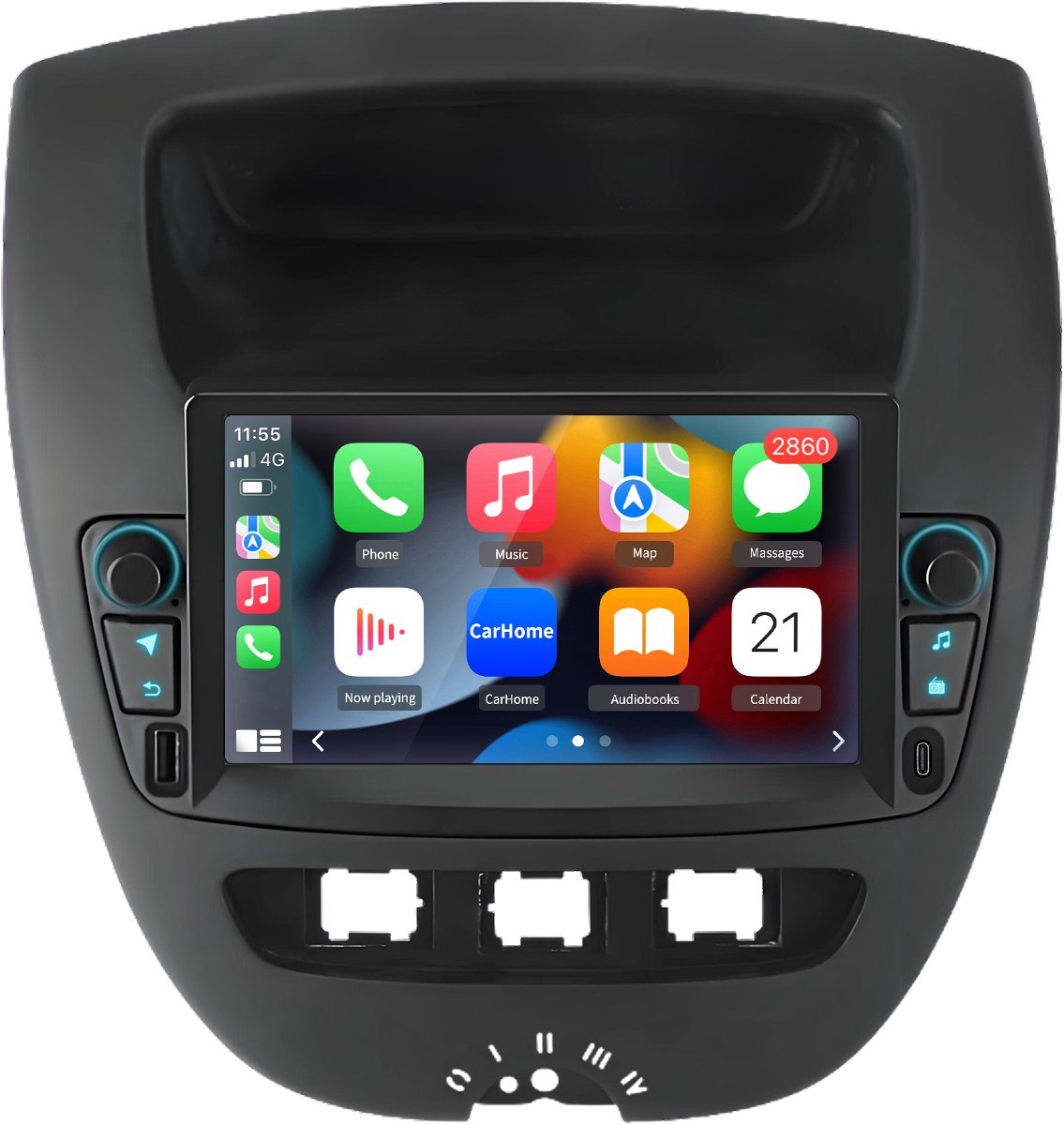 Junsun Android 15 Autoradio - Geschikt voor Peugot 107 Citroen C1 Toyota Aygo - Draadloos Carplay & Android Auto - 7-inch HD Touchscreen - Bluetooth & GPS-navigatie & Stuurwielbediening & Wifi & RDS , 2GB+64GB, DSP, Handsfree, Quad-core processor
