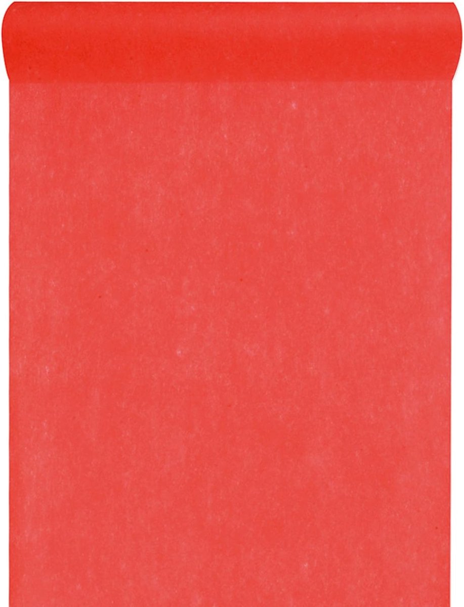 Decoratieve Tafelrunner Vlies 30 cm x 10 Meter Rood - Feestelijk en Herbruikbaar