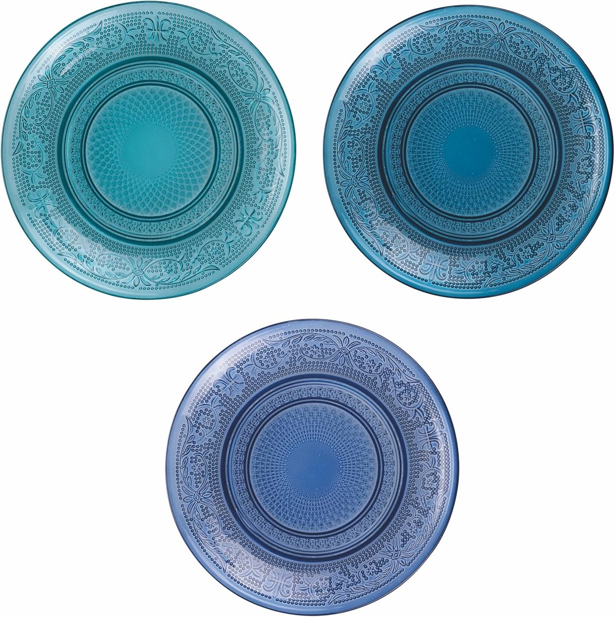 Set van 6 glazen broodborden Ø 15 cm
