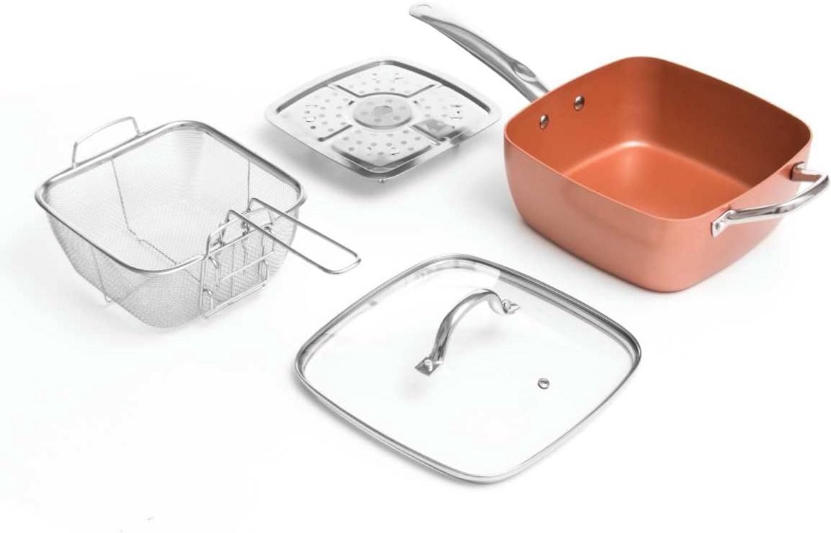 Multifunctionele 5-in-1 Keramische Koekenpan Set - Inclusief Stoom- en Grillaccessoire