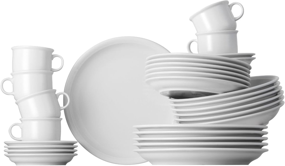 30-Delig Servies Set Wit Porselein voor Dagelijks Gebruik - Vaatwasser & Magnetronbestendig