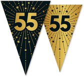 2x Vlaggenlijn 55 jaar zwart / goud 10 meter 2 zijdig bedrukt - Verjaardag Feestje Vlag Vlaggen Versiering Slinger Feestdecoratie Decoratie