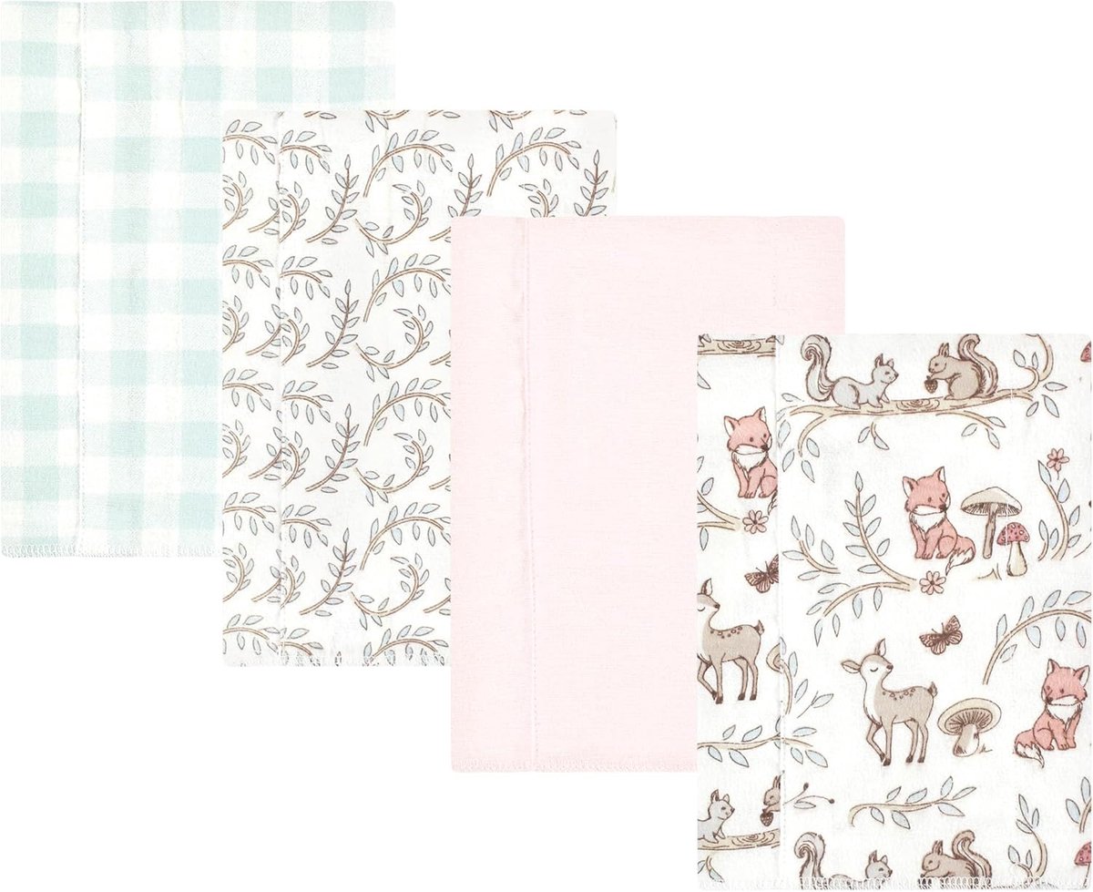 4 Stuks Katoenen Flanel Spuugdoeken Unisex Baby - Woodland Pals Print