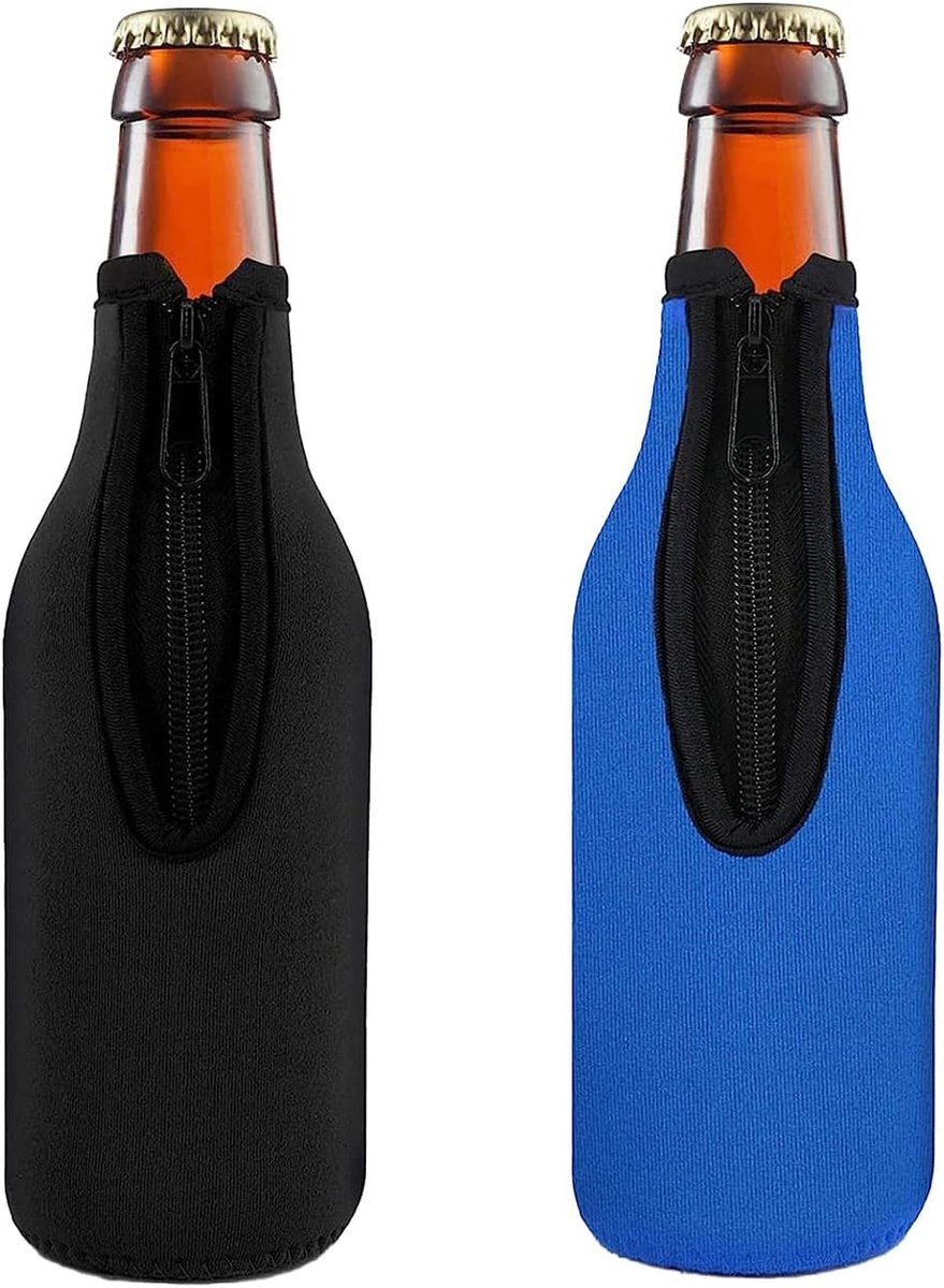 Allecto - Geïsoleerde bierfleshoezen - Neopreen ritsbescherming - Anti-kneus ontwerp - Voor bars en evenementen - Beschikbaar in zwart en blauw - I...