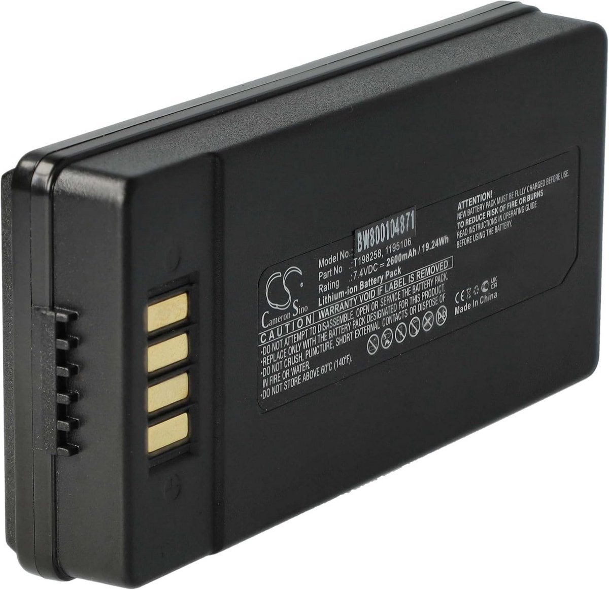 Reserve Batterij - Li-Ion Accu - Warmtebeeld Camera - Hoge Capaciteit 2600 mAh - 72 Volt - Zwart