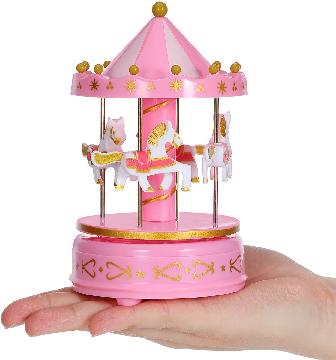 Romantische Carrousel Muziekdoos – Klassiek Draaiorgel met Paardjes – Stijlvolle Tafeldecoratie & Cadeau – Geen Verlichting