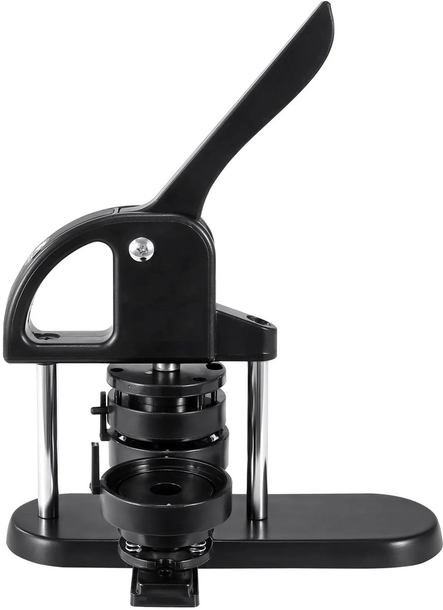 3 in 1 Button Maker - 25/32/58mm Matrijzen - 100 Blikken Hoezen en Transparante Films voor Elke Maat - Arbeidsbesparende handgreep - Kunststof en ABS,Zwart + Oranje