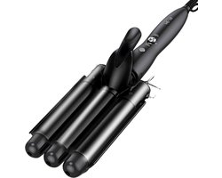 Aurixi® Wafeltang Haar 25mm - Golvenkrultang - Wave Krultang - Golvenkrultang - Instelbare Temperatuur- Waver -Beach Waves - Krultang - voor Lang en Kort Haar - Zwart - 15cm x 15cm x 15cm; 550 g