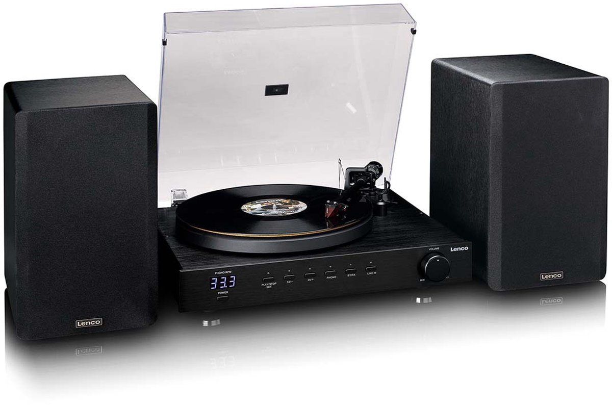 Lenco Platenspeler - Ortofon 2M Red - Bluetooth 5.2- 2x 100W Speakers - LS‑700BK - Zwart
