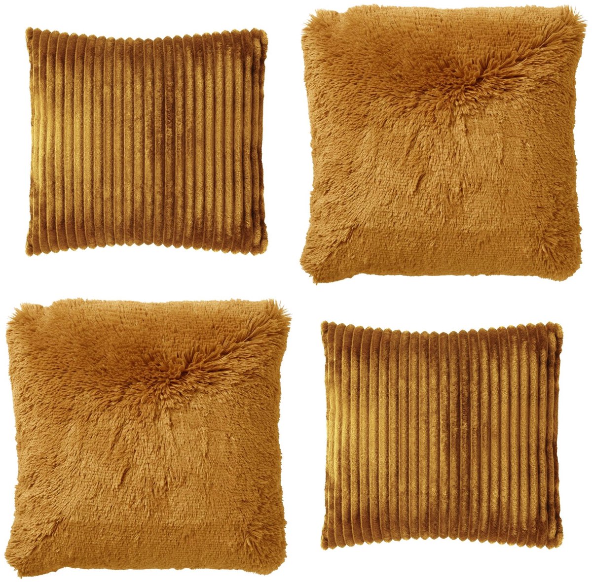 Dutch Decor KUSSENSET - 4-delig - Cosy Layers - 60x60 cm, 45x45 cm - inclusief binnenkussens - geel - Met Ritssluiting – Decoratie set sierussens - Comfortabele kussentjes voor op de Bank