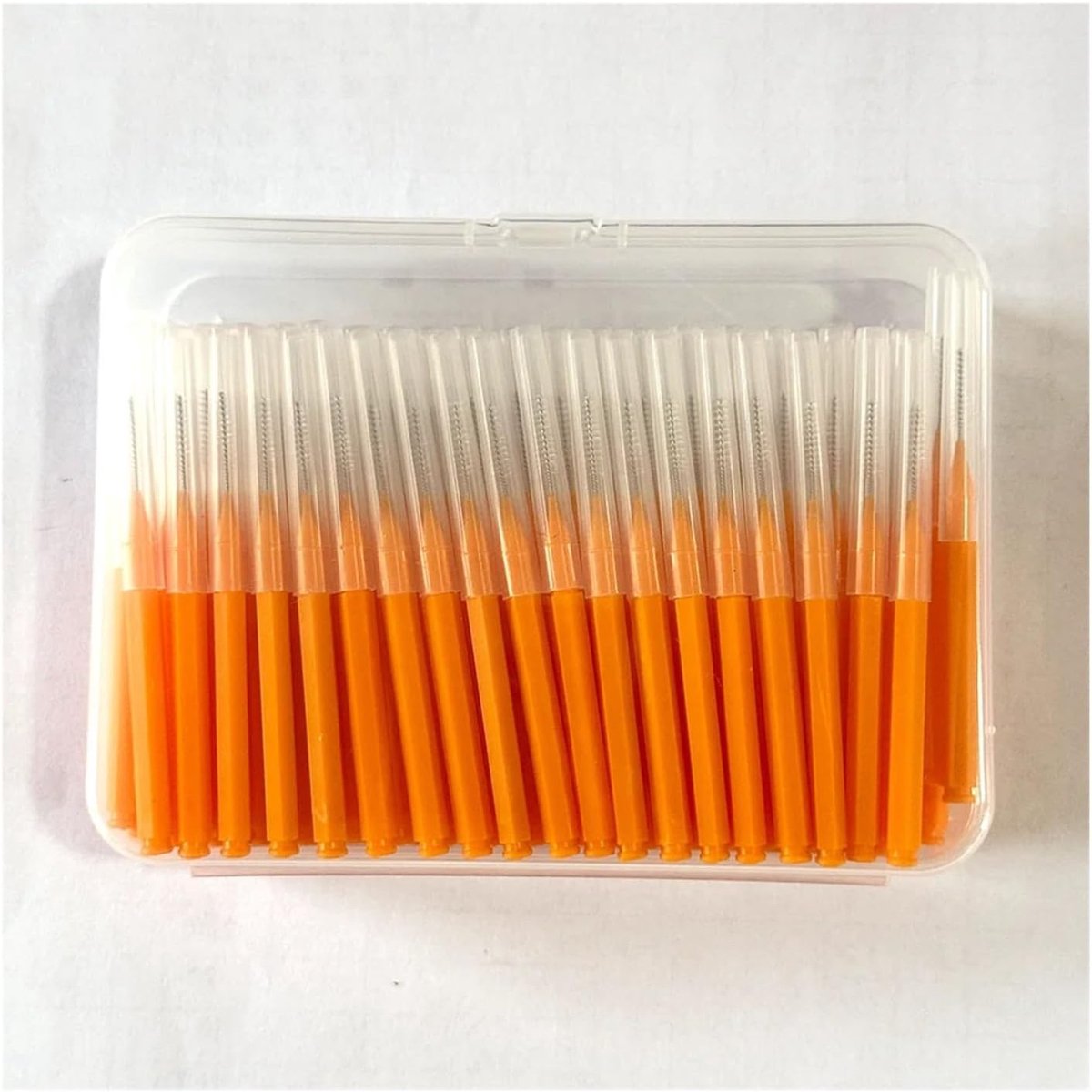 Handtandenborstelset met 120 interdentale borsteltjes voor interdentale verzorging, mondhygiëneborsteltjes (120 x oranje 0,9 mm)