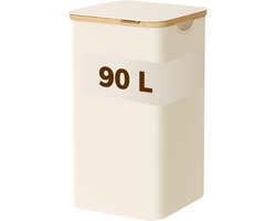 ACAZA Wasmand Met Deksel - 90 L - Bamboe - 42 x 32 x 70,5 cm - Beige