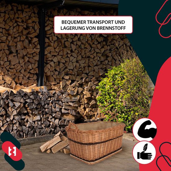 KOTARBAU Panier Osier, 60x50 cm, Buche, Naturel, Bicolore, Anse